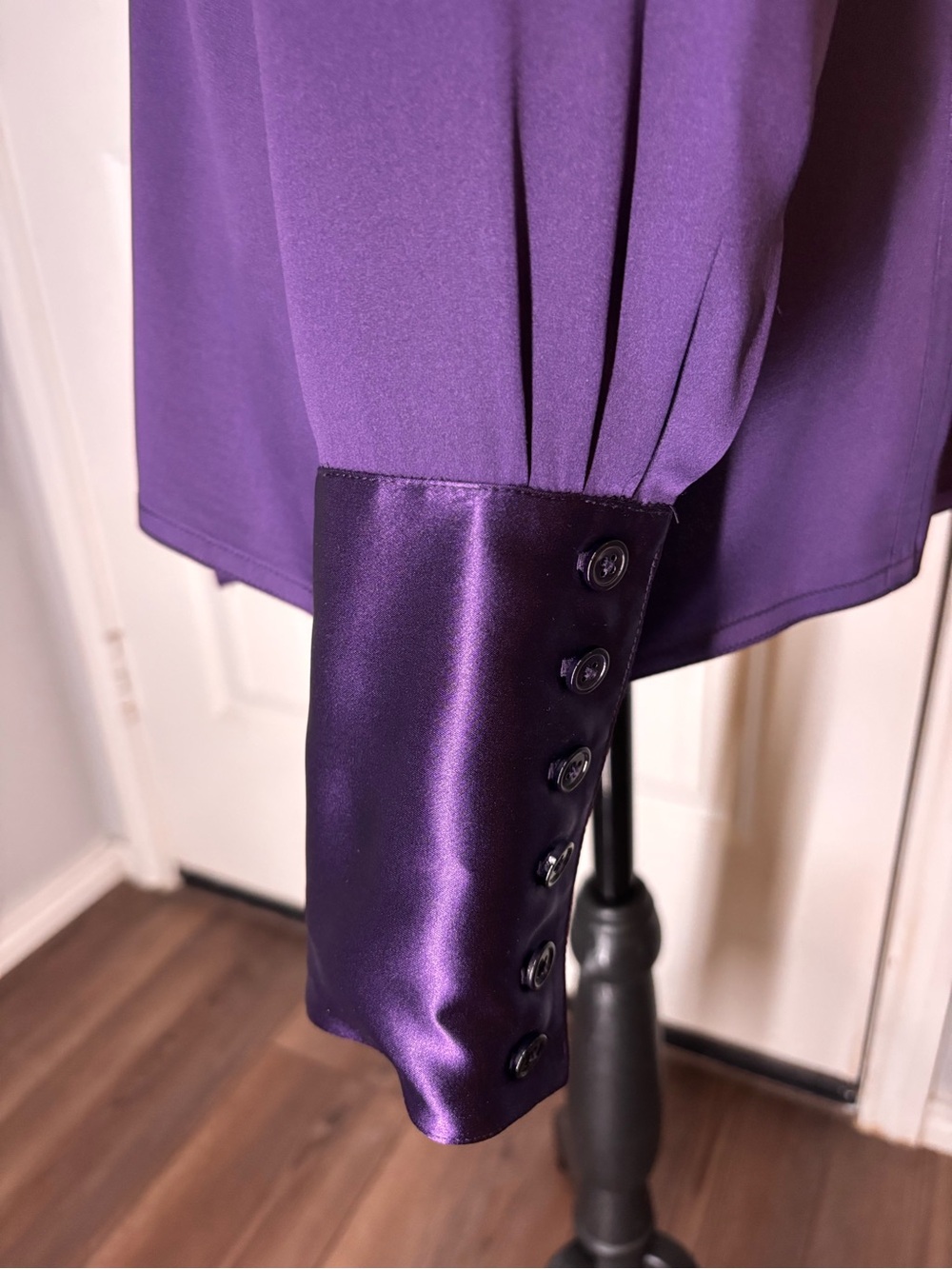Ralph Lauren Collection Purple Label 100% Silk Satin Tie Neck Blouse Size 8 - Picture 7 of 16